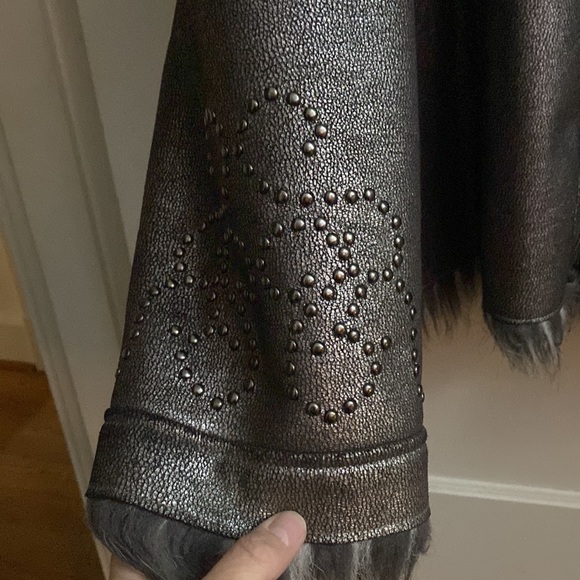 Faux fur faux leather studded jacket coat - Picture 3 of 6